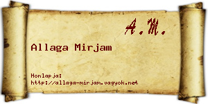 Allaga Mirjam névjegykártya